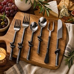 Gourmet Settings GS Twist 6 Pc Serving Utensil Set Stainless Wrought Iron